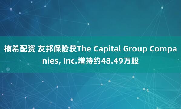楠希配资 友邦保险获The Capital Group Companies, Inc.增持约48.49万股